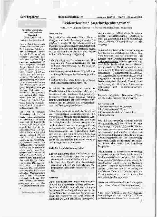 Vorschauseite 1: Evidenzbasierte Angehörigenintegration