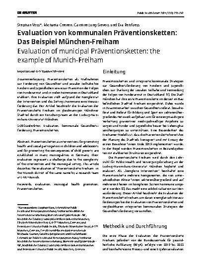 Vorschauseite 1: Evaluation von kommunalen Präventionsketten: Das Beispiel München-Freiham