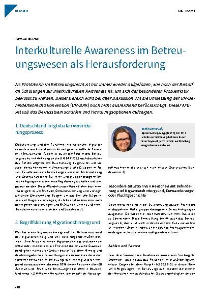 Vorschauseite 1: Interkulturelle Awareness im Betreuungswesen als Herausforderung
