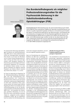 Vorschauseite 1: Das Bundesteilhabegesetz als möglicher Professionalisierungstreiber für die Psychosoziale Betreuung in der Substitutionsbehandlung Opioidabhängiger (PSB)