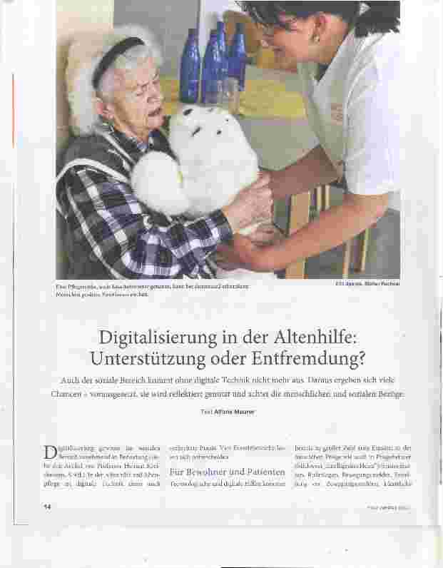 Vorschauseite 1: Digitalisierung in der Altenhilfe: Unterstützung oder Entfremdung?
