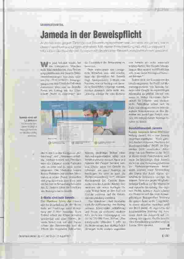 Vorschauseite 1: Jameda in der Beweispfiicht