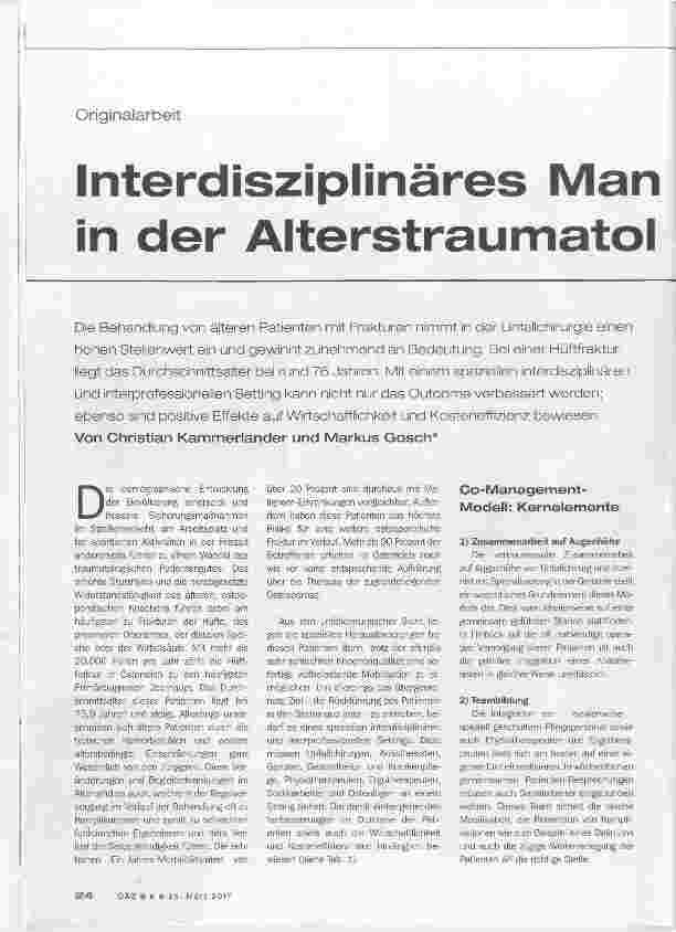 Vorschauseite 1: Interdisziplinäres Management in der Alterstraumatologie