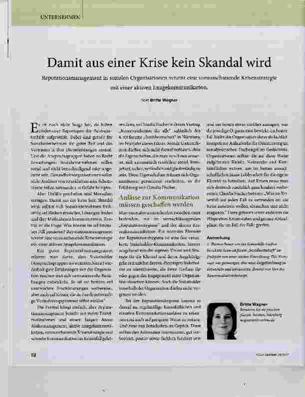 Vorschauseite 1: Damit aus einer Krise kein Skandal wird