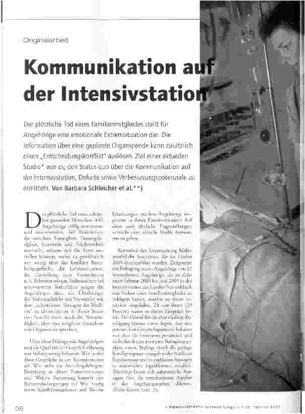 Vorschauseite 1: Kommunikation auf der Intensivstation