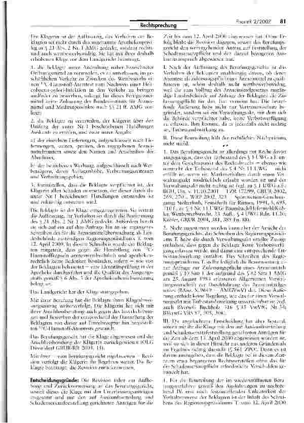 Vorschauseite 2: Atemtest als Zulassungspflichtiges Arzneimittel? UWG SS 3, 4 Nr. 11