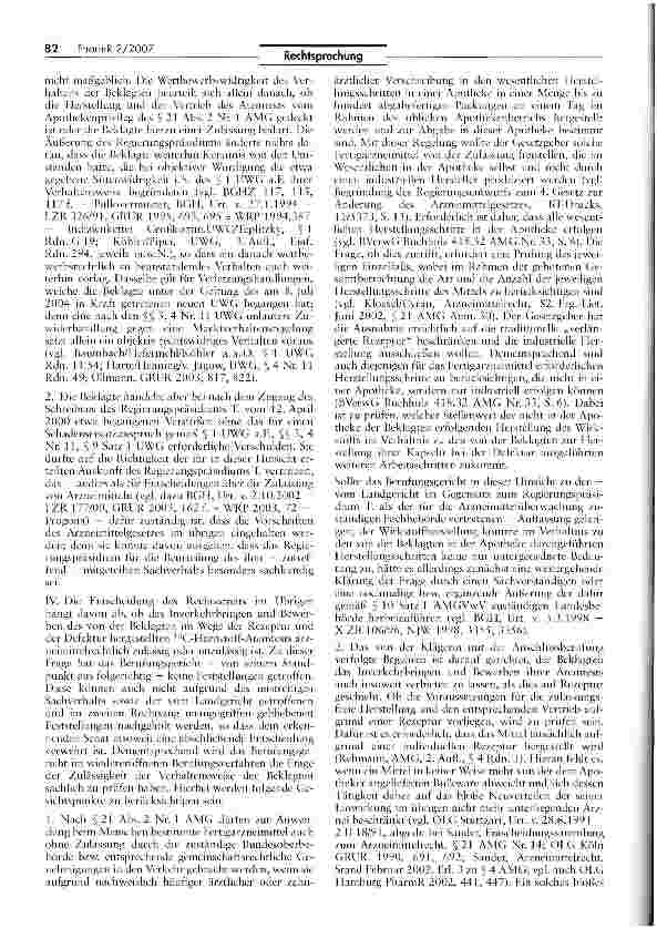 Vorschauseite 3: Atemtest als Zulassungspflichtiges Arzneimittel? UWG SS 3, 4 Nr. 11