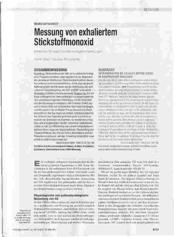 Vorschauseite 1: Messung von exhaliertem Stickstoffmonoxid