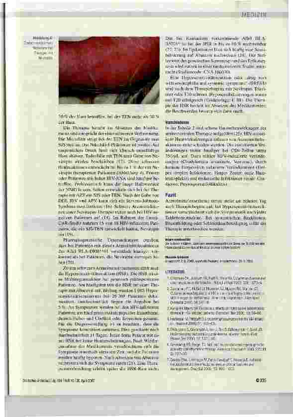 Vorschauseite 5: Hautveränderungen bei der medikamentösen HIV-Therapie