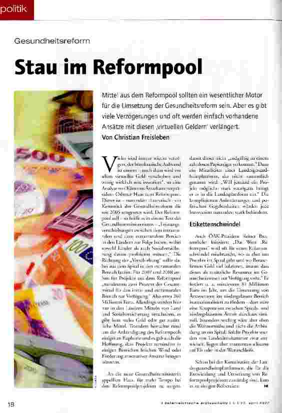 Vorschauseite 1: Stau im Reformpool