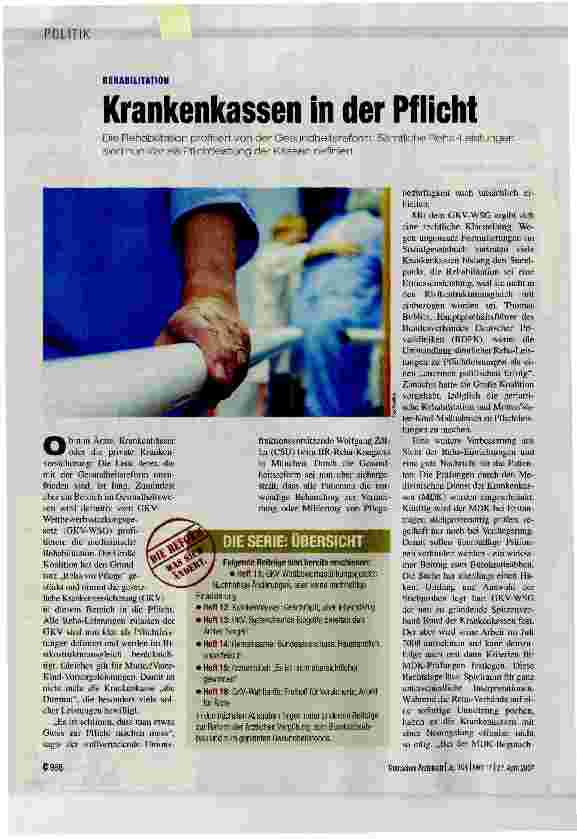 Vorschauseite 1: Krankenkassen in der Pflicht