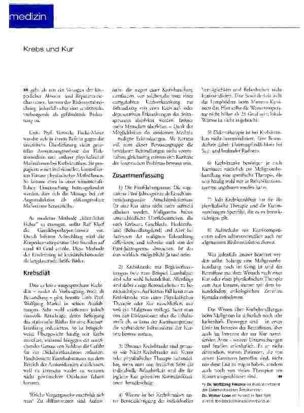 Vorschauseite 3: Krebs und Kur - Zugang mit Hindernissen
