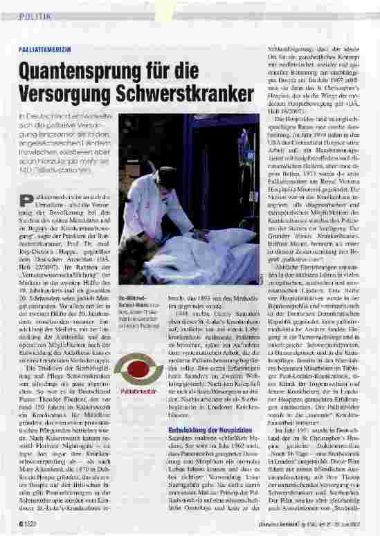 Vorschauseite 1: Quantensprung für die Versorgung Schwerstkranker