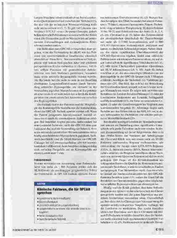 Vorschauseite 4: Koronaroperationen ohne Herz-Lungen-Maschine