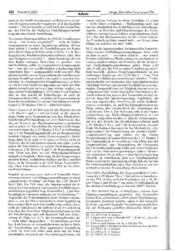 Vorschauseite 3: Drei Jahre Spruchpraxis der Freiwilligen Selbstkontrolle der Arzneimittelindustrie zur Ausrichtung von Fortbildungsveranstaltungen durch die Pharmaindustrie - eine Bilanz (Teil 2)