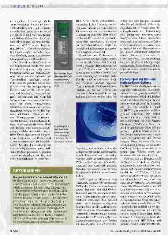 Vorschauseite 2: Tiefkühlarchiv für die Forschung