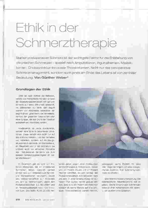 Vorschauseite 1: Ethik in der Schmerztherapie