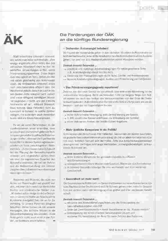 Vorschauseite 2: Die Forderungen der ÖAK