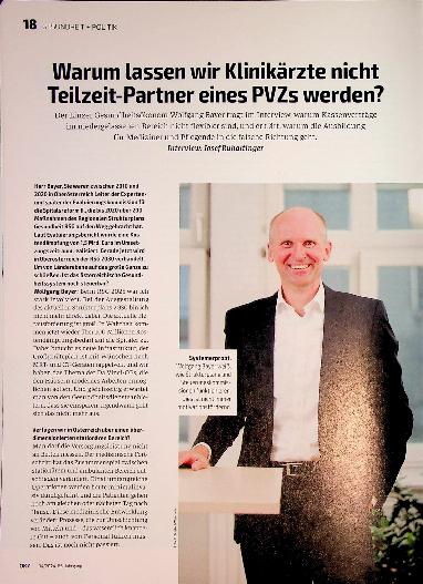 Vorschauseite 1: Warum lassen wir Klinikärzte nicht Teilzeit-Partner eines MVZs werden?