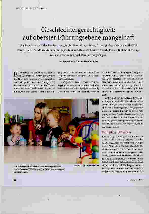 Vorschauseite 1: Geschlechtergerechtigkeit: auf oberster Führungsebene mangelhaft