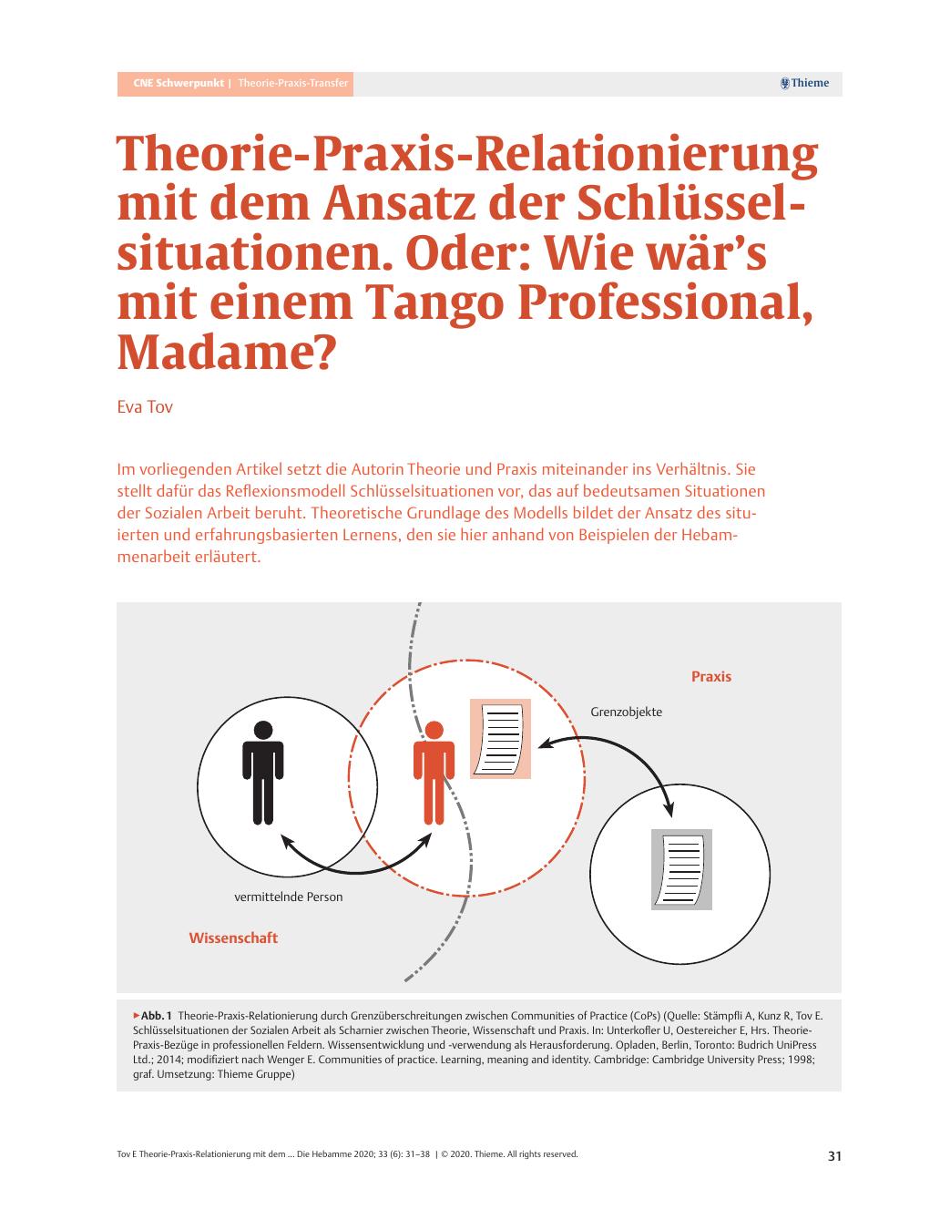 Vorschauseite 1: Theorie-Praxis-Relationierung mit dem Ansatz der Schlüsselsituationen. Oder: Wie wär s mit einem Tango Professional, Madame?