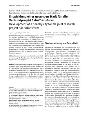 Vorschauseite 1: Entwicklung einer gesunden Stadt für alle: Verbundprojekt SalusTransform