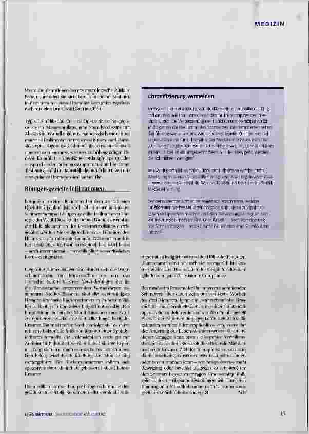 Vorschauseite 2: Gezielte Schmerztherapie ersetzt Operation