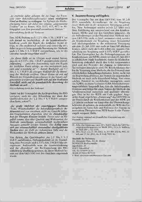 Vorschauseite 6: Der Nachweis der Evidenz innovativer Untersuchungsund Behandlungsmethoden nach dem GKV-VSG am Beispiel der Lungenvolumenreduktion