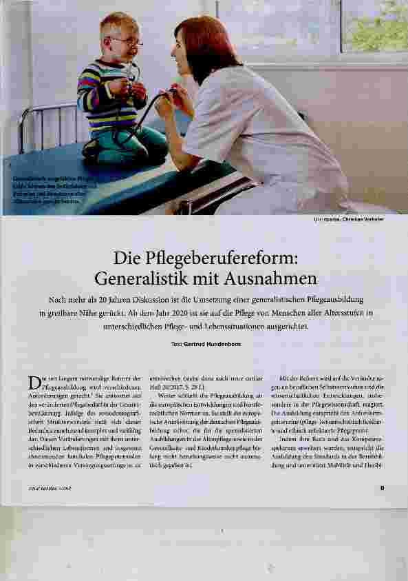 Vorschauseite 1: Die Pflegeberufereform: Generalistik mit Ausnahmen