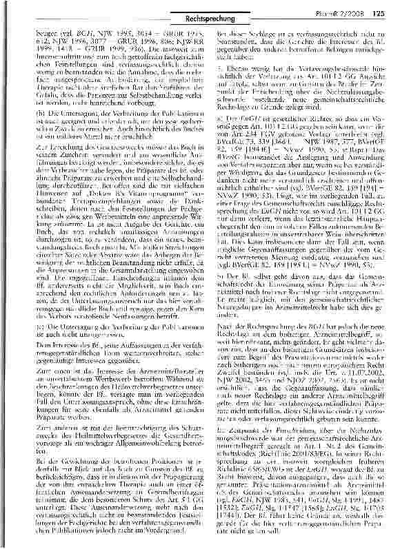 Vorschauseite 3: Verbot der Werbung für Vitaminpräparate im Internet