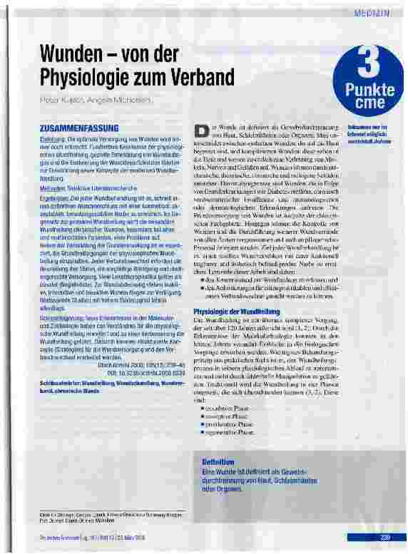 Vorschauseite 1: Wunden - von der Physiologie zum Verband