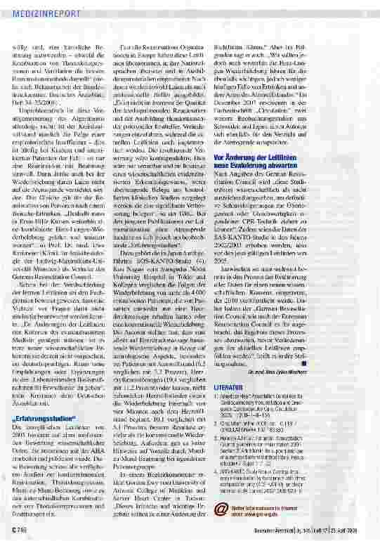 Vorschauseite 2: Herzdruckmassage hat - nicht erst jetzt - Priorität