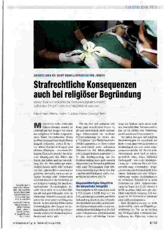 Vorschauseite 1: ZIRKUMZISION BEI NICHT EINWILLIGUNGSFÄHIGEN JUNGEN
