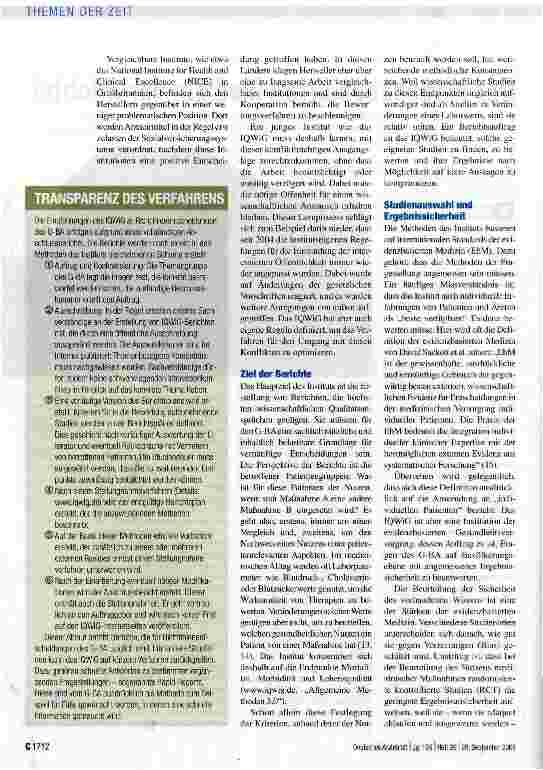 Vorschauseite 2: INSTITUT FÜR QUALITÄT UND WIRTSCHAFTLICHKEIT IM GESUNDHEITSWESEN Der evidenzbasierten Medizin verpflichtet