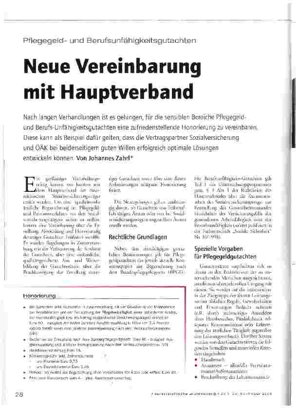 Vorschauseite 1: Neue Vereinbarung mit Hauptverband