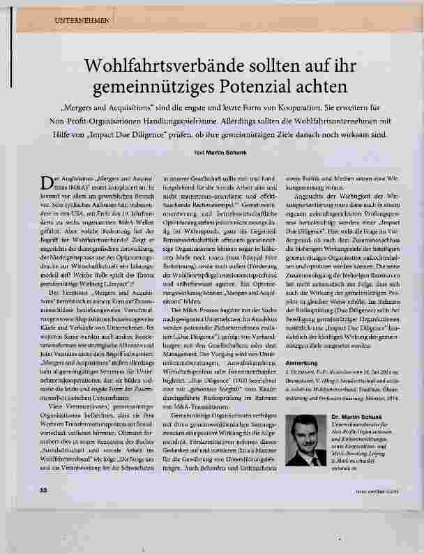 Vorschauseite 1: Wohlfahrtsverbände sollten auf ihr gemeinnütziges Potenzial achten