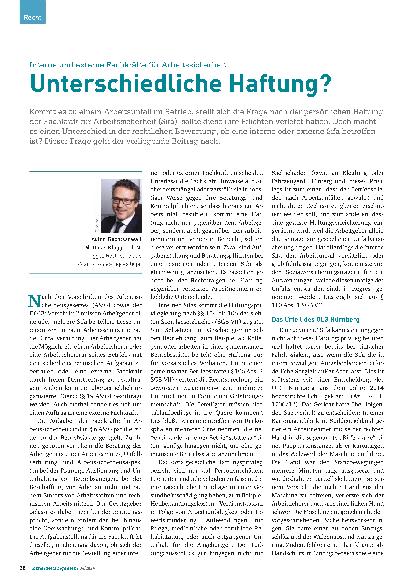 Vorschauseite 1: Interne und externe Fachkräfte für Arbeitssicherheit - Unterschiedliche Haftung?