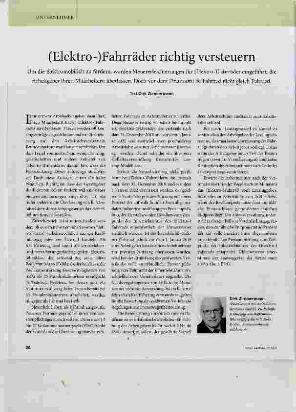 Vorschauseite 1: (Elektro-)Fahrräder richtig versteuern