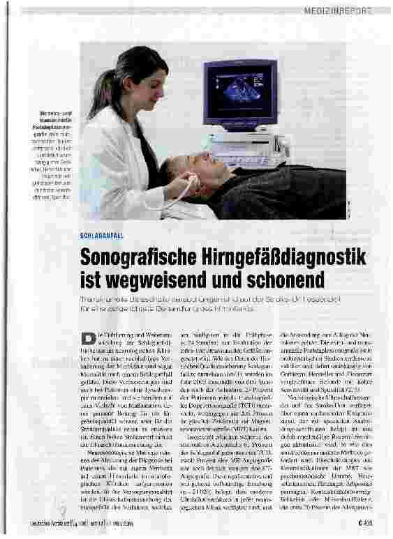 Vorschauseite 1: Sonografische Hirngefäßdiagnostik ist wegweisend und schonend