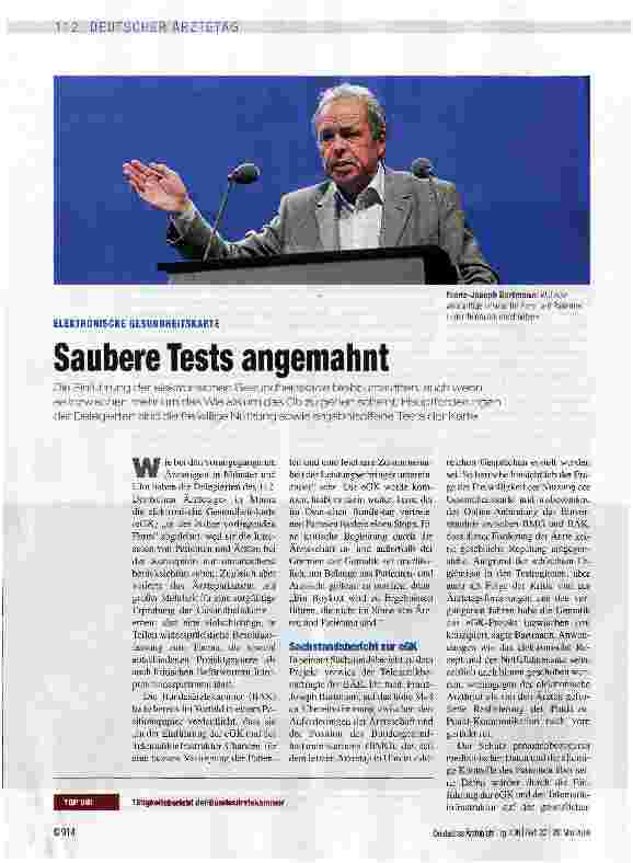 Vorschauseite 1: Saubere Tests angemahnt