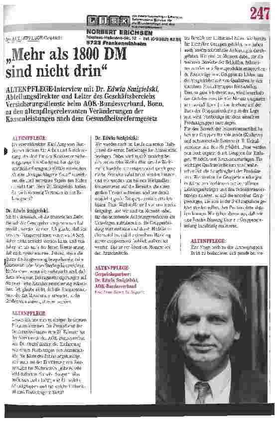 Vorschauseite 1: Mehr als 1800,- DM sind nicht drin Interview mit Dr. E. Smigielski
