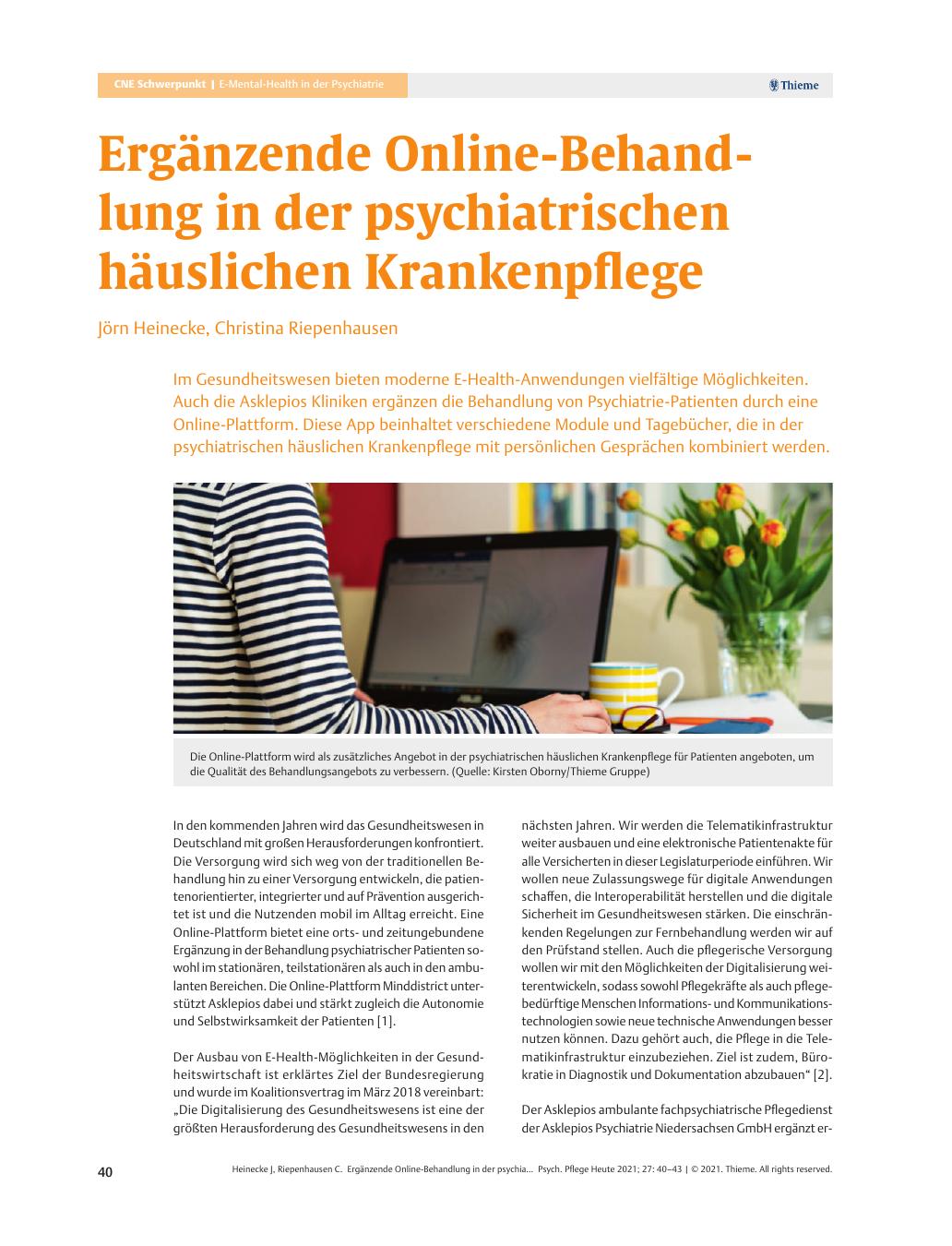 Vorschauseite 1: Ergänzende Online-Behandlung in der psychiatrischen häuslichen Krankenpflege