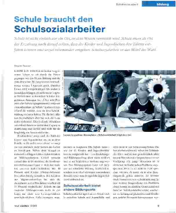 Vorschauseite 1: Schule braucht den Schulsozialarbeiter