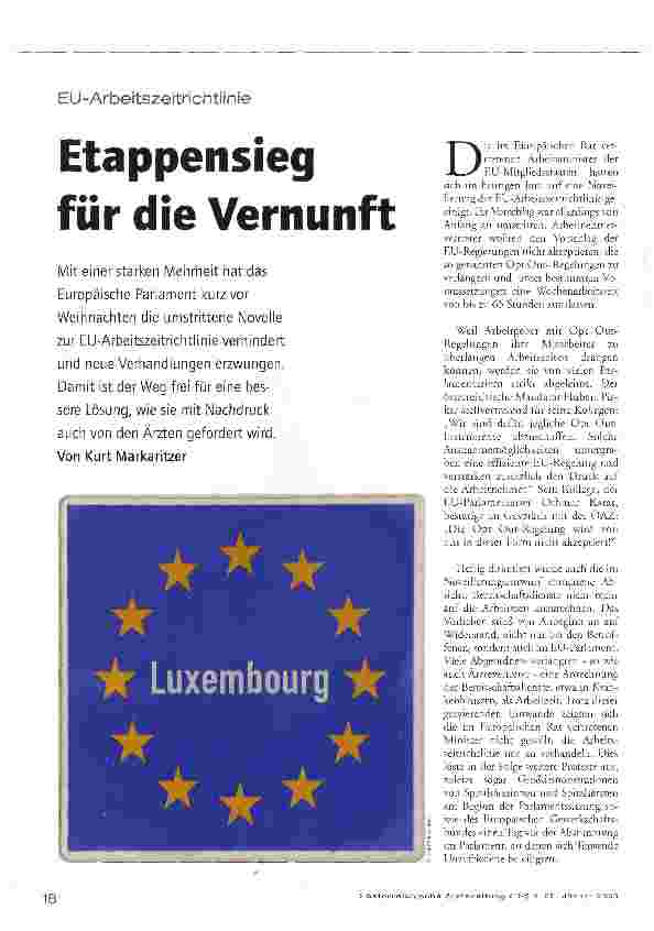 Vorschauseite 1: Etappensieg für die Vernunft
