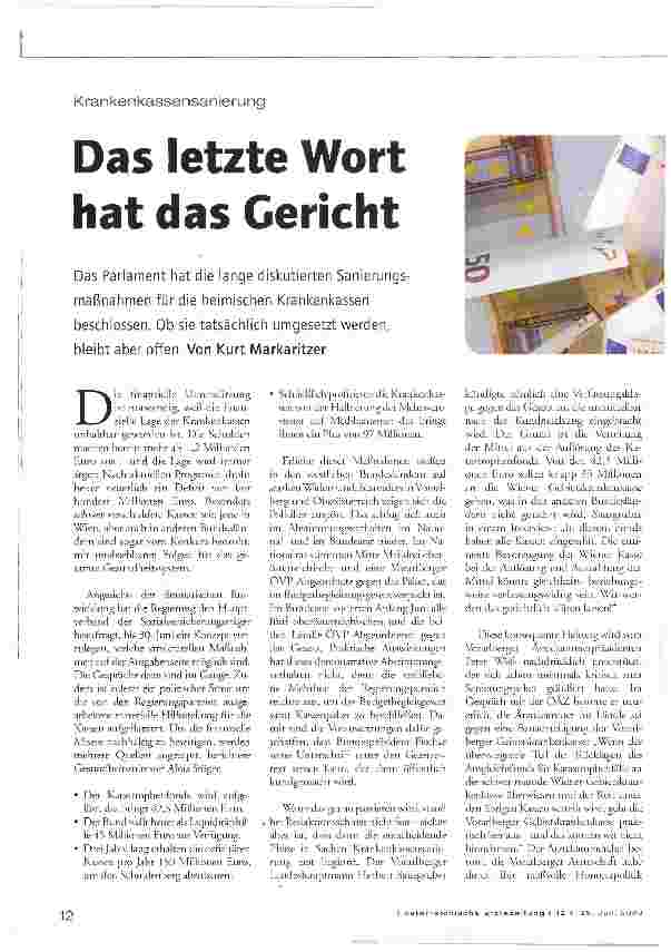 Vorschauseite 1: Das letzte Wort hat das Gericht