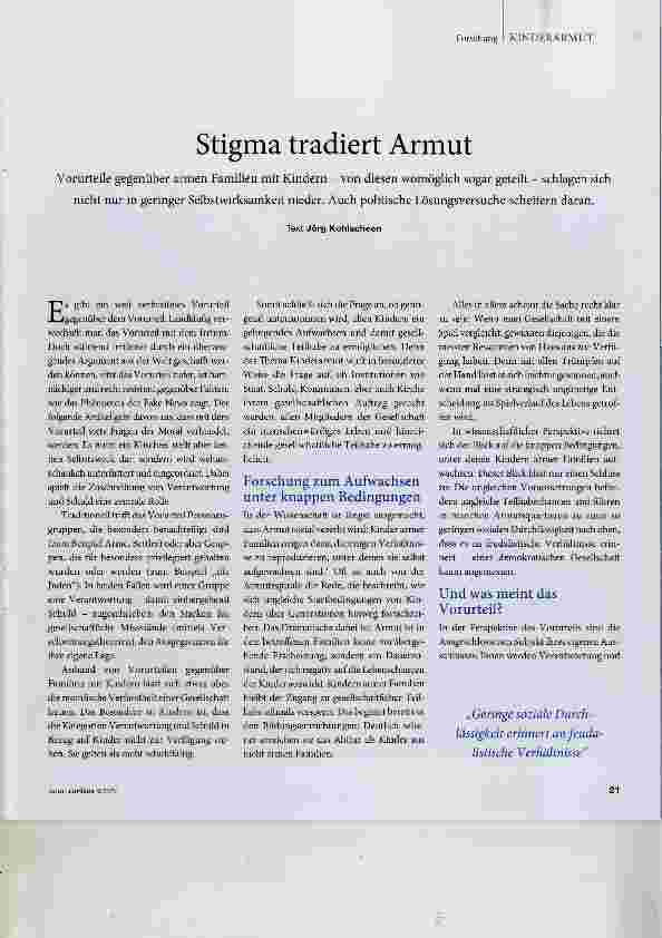 Vorschauseite 1: Stigma tradiert Armut