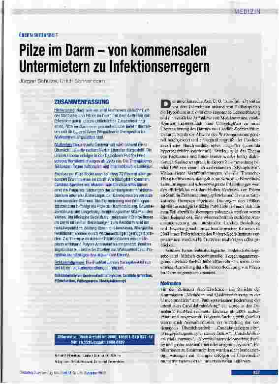 Vorschauseite 1: Pilze im Darm - von kommensalen Untermietern zu Infektionserregern