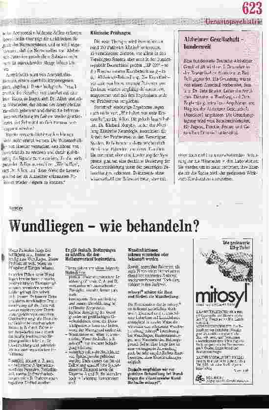 Vorschauseite 3: Experten wollen den schleichenden Verfall der Hirnzellen stoppen Kann den 250.000 Erkrankten in der BRD bald geholfen werden?