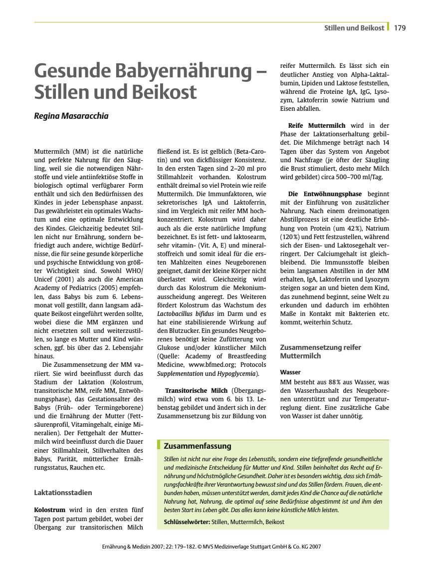 Vorschauseite 1: Gesunde Babyernährung - Stillen und Beikost