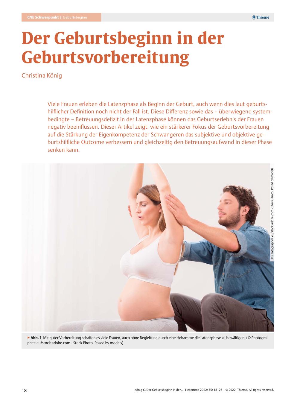 Vorschauseite 1: Der Geburtsbeginn in der Geburtsvorbereitung